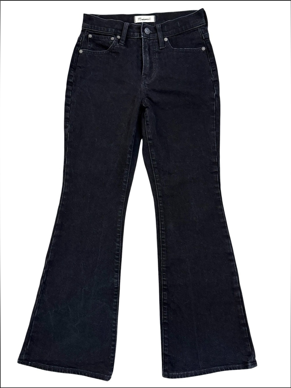 Madewell Perfect Vintage Flare Jeans 25P Black High Rise Stretch Petite 26x28